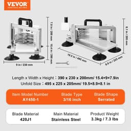 image-VEVOR Commercial Tomato Slicer - 3/16" Stainless Steel Manual