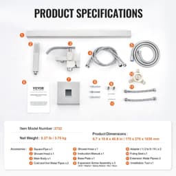 image-VEVOR Freestanding Bathtub Faucet, Floor Mount, Freestanding Tub Filler, Shower Mixer Taps, Two Water Modes, 360° Swivel Spout, for Bathing & Showering Pet Bathing Cleaning Drains Toilet Flushing