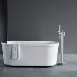 image-VEVOR Freestanding Bathtub Faucet, Floor Mount, Freestanding Tub Filler, Shower Mixer Taps, Two Water Modes, 360° Swivel Spout, for Bathing & Showering Pet Bathing Cleaning Drains Toilet Flushing