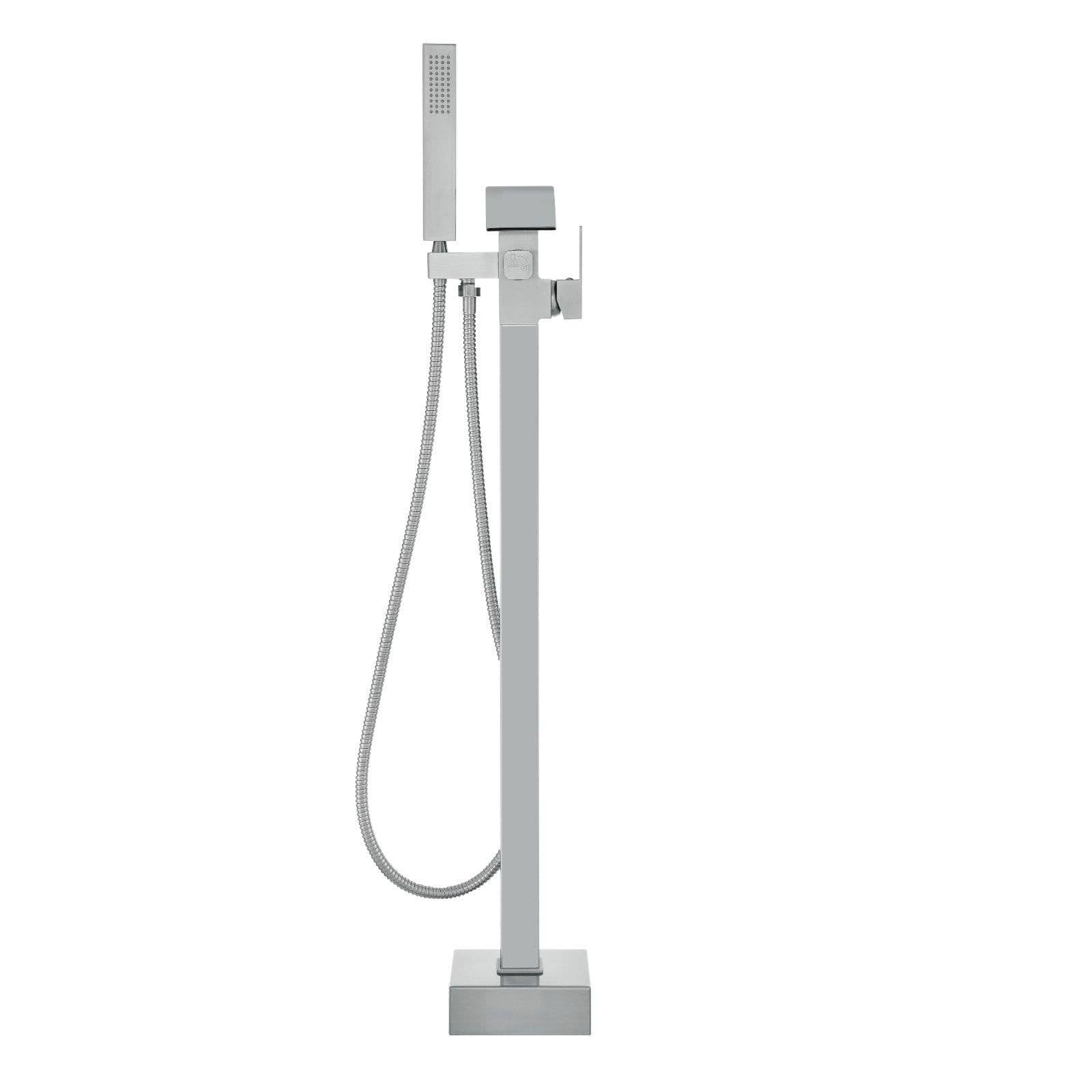 image-VEVOR Freestanding Bathtub Faucet, Floor Mount, Freestanding Tub Filler, Shower Mixer Taps, Two Water Modes, 360° Swivel Spout, for Bathing & Showering Pet Bathing Cleaning Drains Toilet Flushing