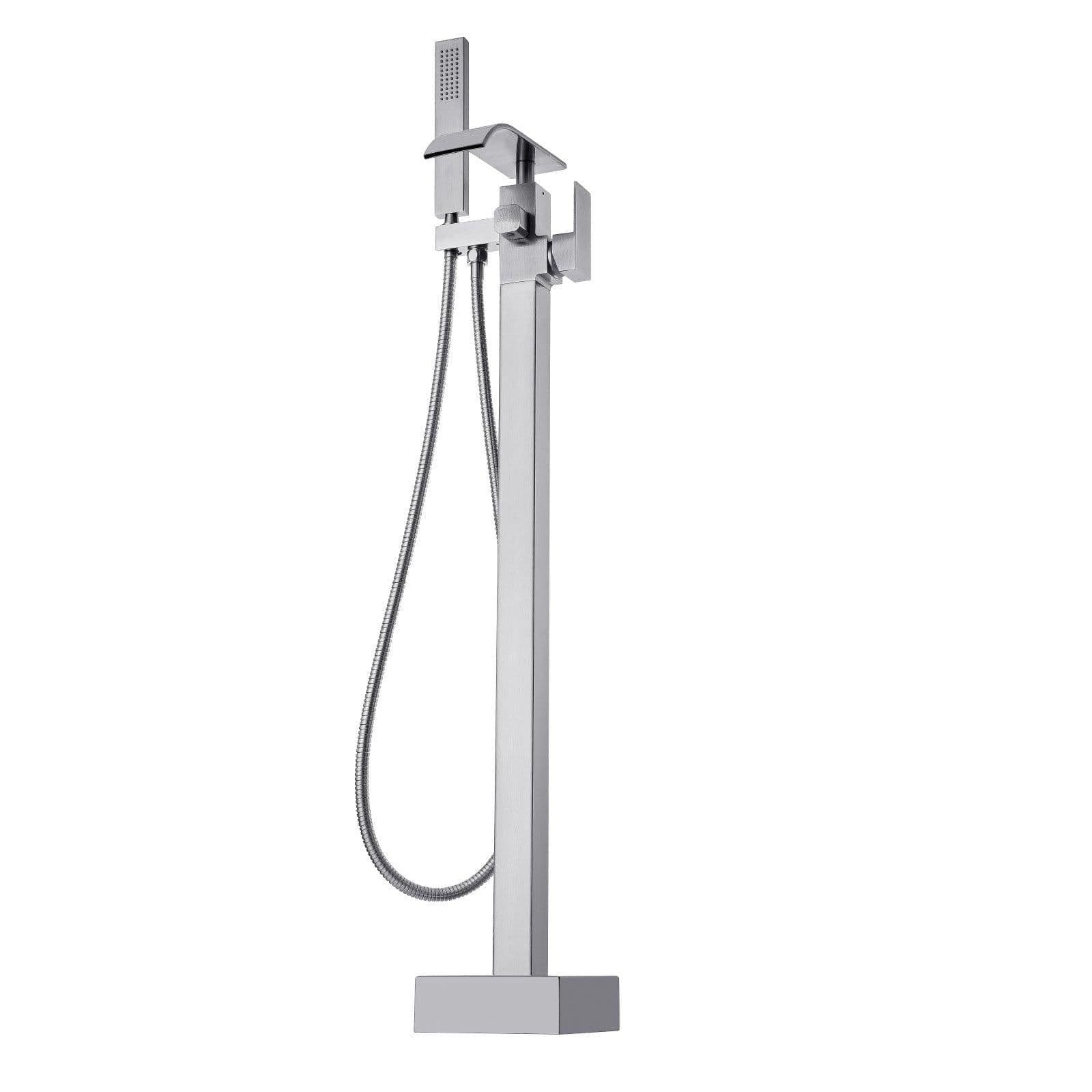 image-VEVOR Freestanding Bathtub Faucet, Floor Mount, Freestanding Tub Filler, Shower Mixer Taps, Two Water Modes, 360° Swivel Spout, for Bathing & Showering Pet Bathing Cleaning Drains Toilet Flushing