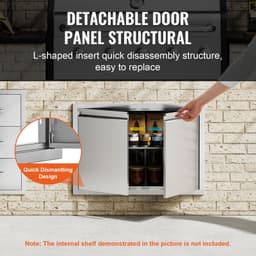 image-VEVOR BBQ Access Door, 30W x 21H Inch Double Outdoor Kitchen Door, Stainless Steel Flush Mount Door, Wall Vertical Door with Recessed Handles , for BBQ Island, Grilling Station, Outside Cabinet