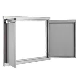 image-VEVOR BBQ Access Door, 30W x 21H Inch Double Outdoor Kitchen Door, Stainless Steel Flush Mount Door, Wall Vertical Door with Recessed Handles , for BBQ Island, Grilling Station, Outside Cabinet