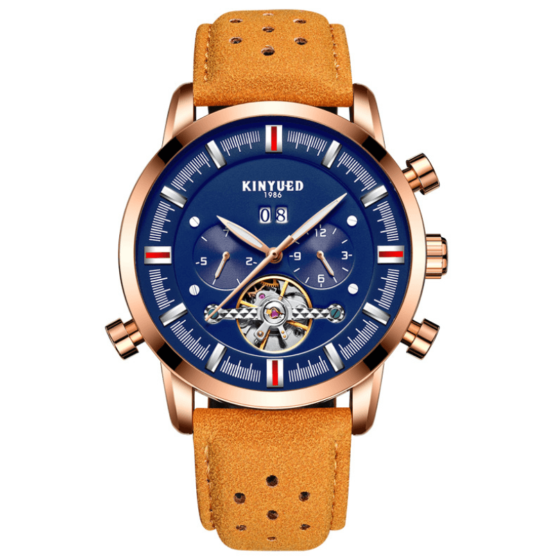 image-Leather Strap Watch With Large Dial For Men