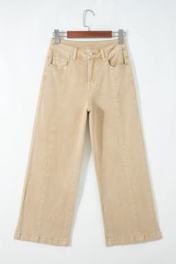 image-Apricot Wide Leg Cropped Jeans - Seamed