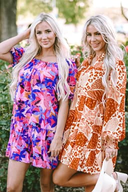 image-Purple Ruffled Short Sleeve Floral Print Dress - Sizes Available (59 characters)