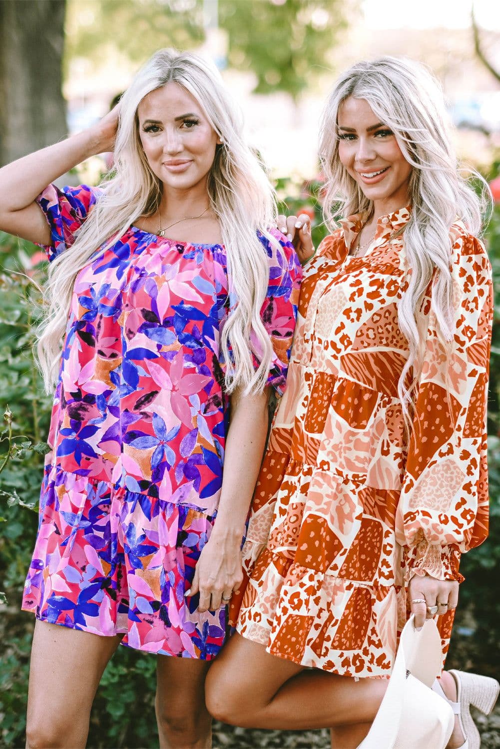 image-Purple Ruffled Short Sleeve Floral Print Dress - Sizes Available (59 characters)
