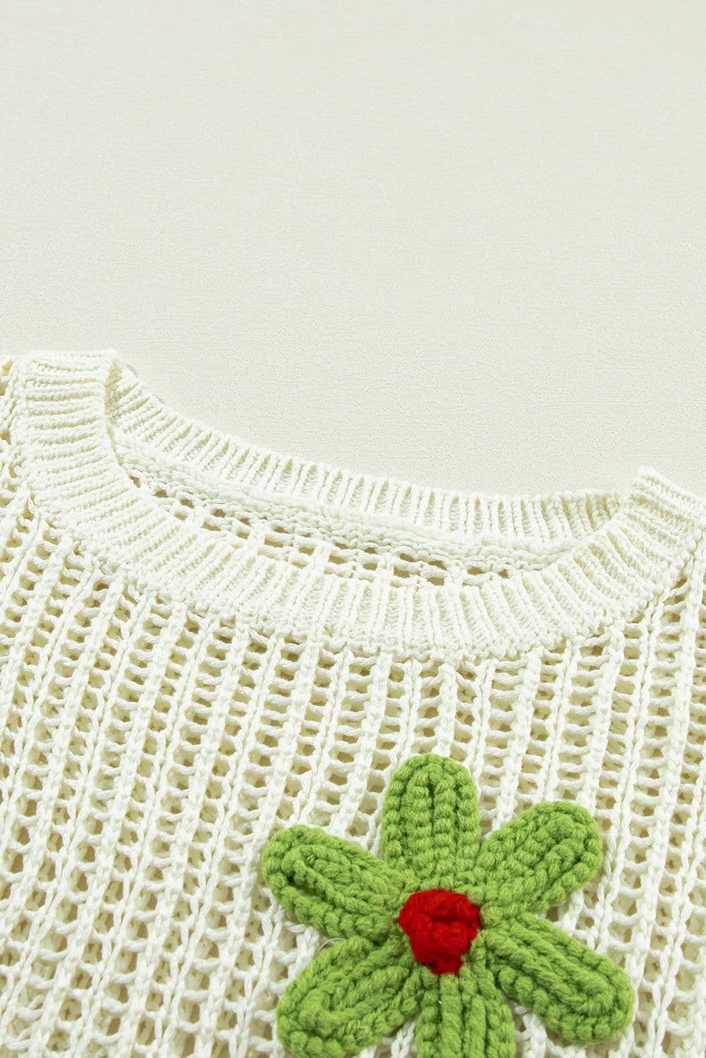 image-White Crochet Flower Hollow-out Sweater T-Shirt