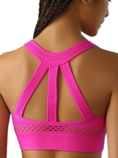 image-Hollow beauty back sports bra stretch training sports bra female quick-drying fitness bra yoga bra