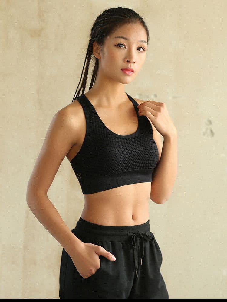 image-Hollow beauty back sports bra stretch training sports bra female quick-drying fitness bra yoga bra