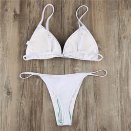 image-Cross-border European and American new sexy bikini ladies thong solid color large size swimsuit nylon chest pad multicolor