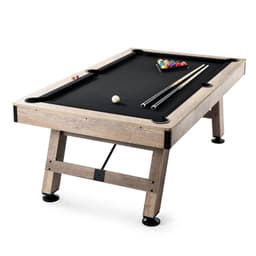 image-VEVOR Billiards Table, 7 ft Pool Table, Adjust Legs Stable Billiards Table, Pool Table Set Includes Balls, Cues, Chalks and Brush, Wood Color with Black Cloth, Perfect for Family Game Room Kids Adults
