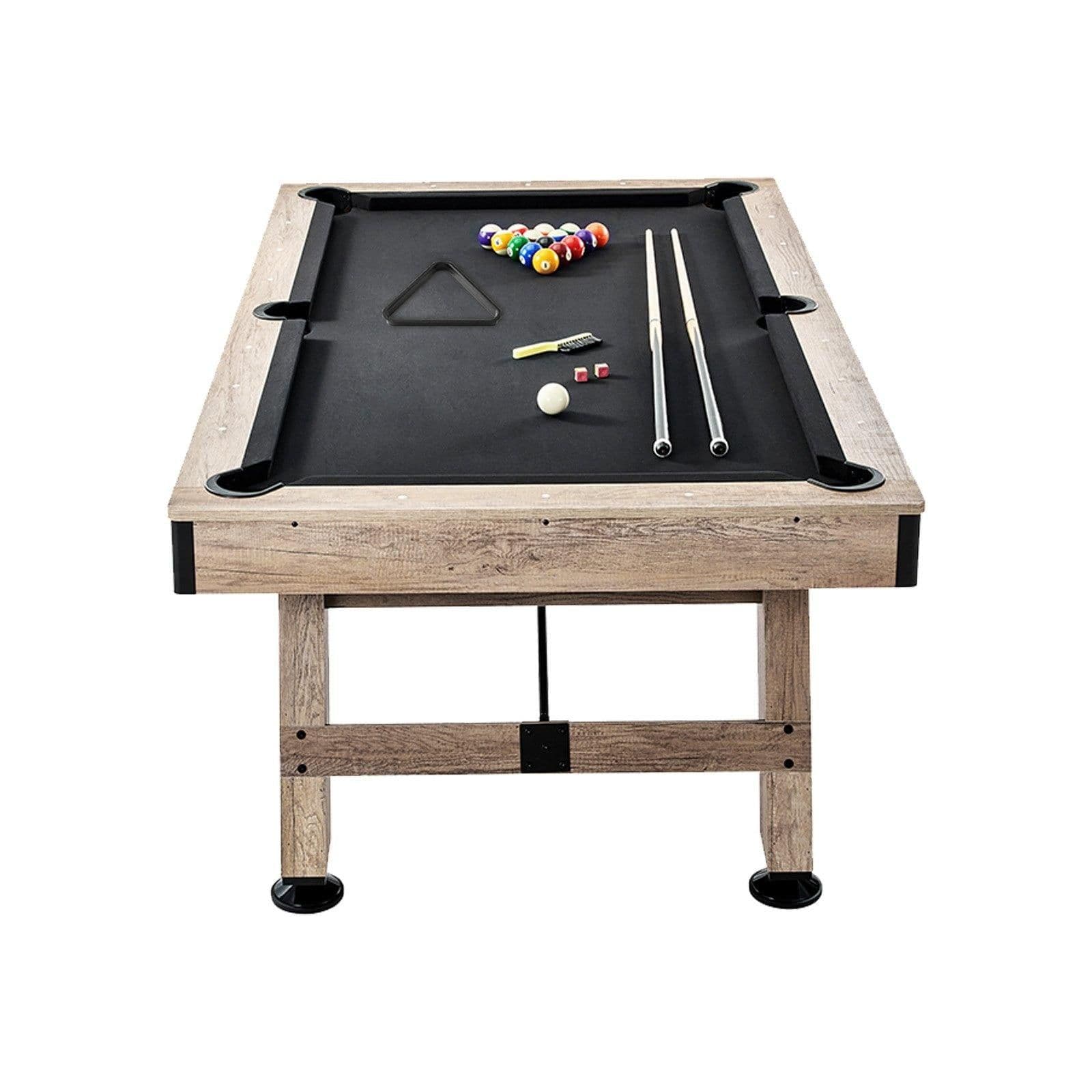 image-VEVOR Billiards Table, 7 ft Pool Table, Adjust Legs Stable Billiards Table, Pool Table Set Includes Balls, Cues, Chalks and Brush, Wood Color with Black Cloth, Perfect for Family Game Room Kids Adults