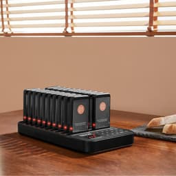 image-VEVOR Restaurant Pager System, Wireless 400m Long Range Lineup Waiting Queue Signal, Guest Customer Calling Beepers with Vibration & Flashing, 20 Buzzers for Food Truck, Church, Nursery, Hospital