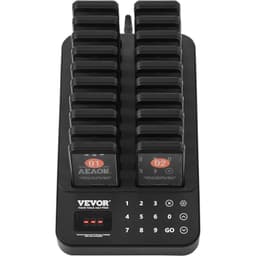 image-VEVOR Restaurant Pager System, Wireless 400m Long Range Lineup Waiting Queue Signal, Guest Customer Calling Beepers with Vibration & Flashing, 20 Buzzers for Food Truck, Church, Nursery, Hospital