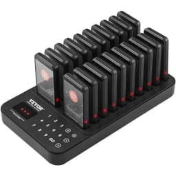 image-VEVOR Restaurant Pager System, Wireless 400m Long Range Lineup Waiting Queue Signal, Guest Customer Calling Beepers with Vibration & Flashing, 20 Buzzers for Food Truck, Church, Nursery, Hospital