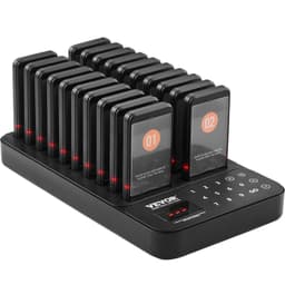 image-VEVOR Restaurant Pager System, Wireless 400m Long Range Lineup Waiting Queue Signal, Guest Customer Calling Beepers with Vibration & Flashing, 20 Buzzers for Food Truck, Church, Nursery, Hospital