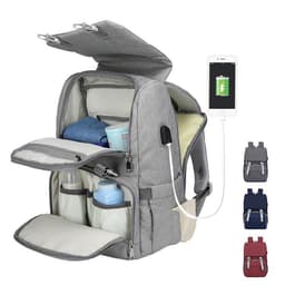 image-The new multifunctional mother and baby bag Large capacity waterproof mother and baby bag shoulders Korean leisure mother and baby storage bag