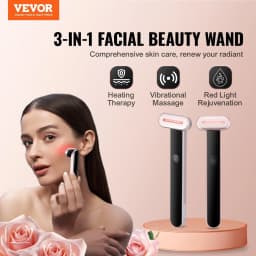 image-VEVOR Red Light Therapy Wand for Face, 7-Color LED Facial Wand Red Light Therapy Device with Heatig Therapy| Microcurrent Vibrating Massage, Portable LED Beauty Wand for Face, Neck