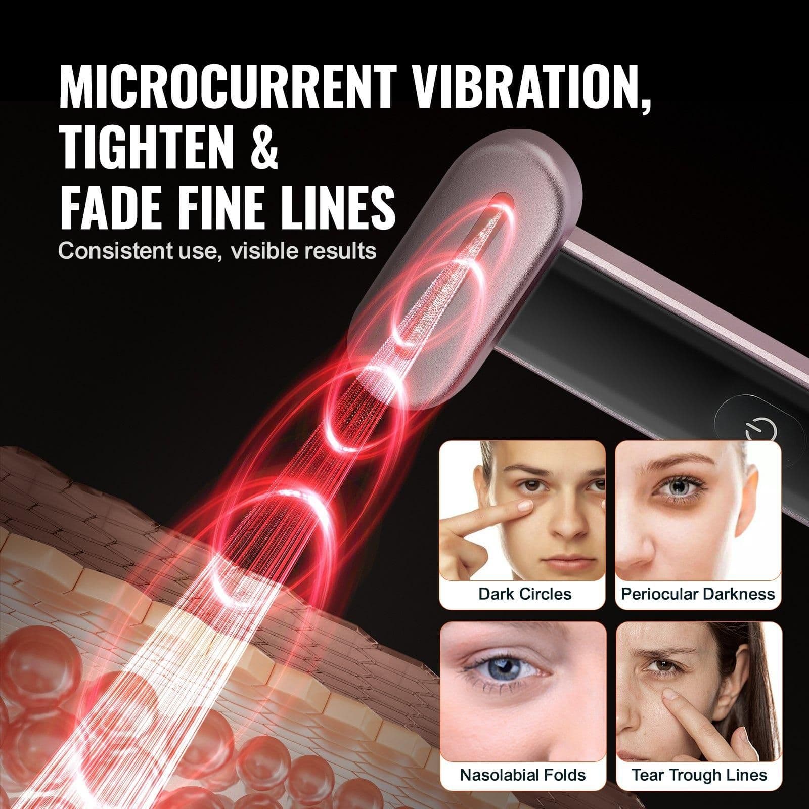 image-VEVOR Red Light Therapy Wand for Face, 7-Color LED Facial Wand Red Light Therapy Device with Heatig Therapy| Microcurrent Vibrating Massage, Portable LED Beauty Wand for Face, Neck