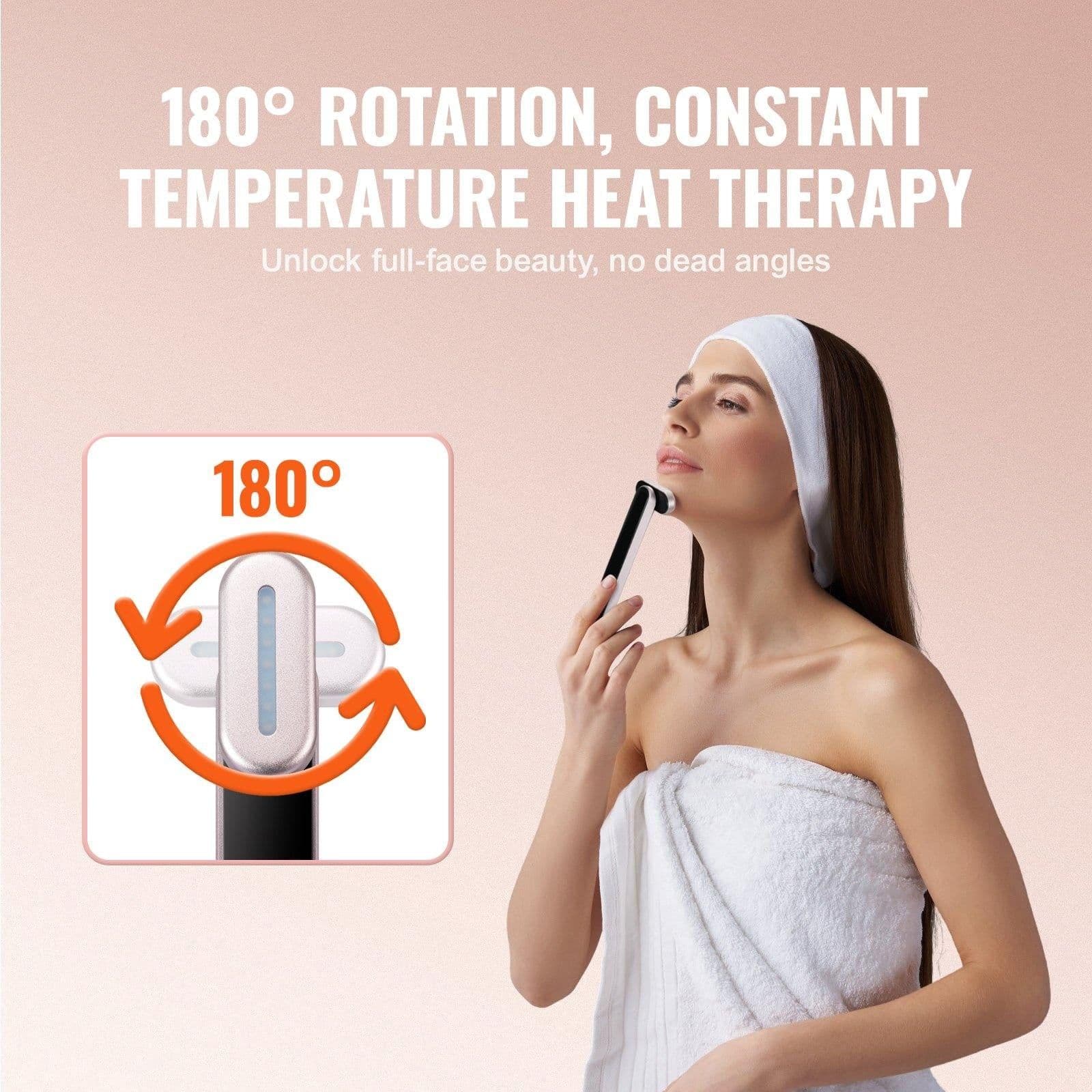 image-VEVOR Red Light Therapy Wand for Face, 7-Color LED Facial Wand Red Light Therapy Device with Heatig Therapy| Microcurrent Vibrating Massage, Portable LED Beauty Wand for Face, Neck