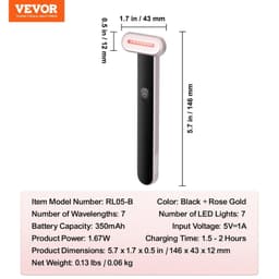 image-VEVOR Red Light Therapy Wand for Face, 7-Color LED Facial Wand Red Light Therapy Device with Heatig Therapy| Microcurrent Vibrating Massage, Portable LED Beauty Wand for Face, Neck