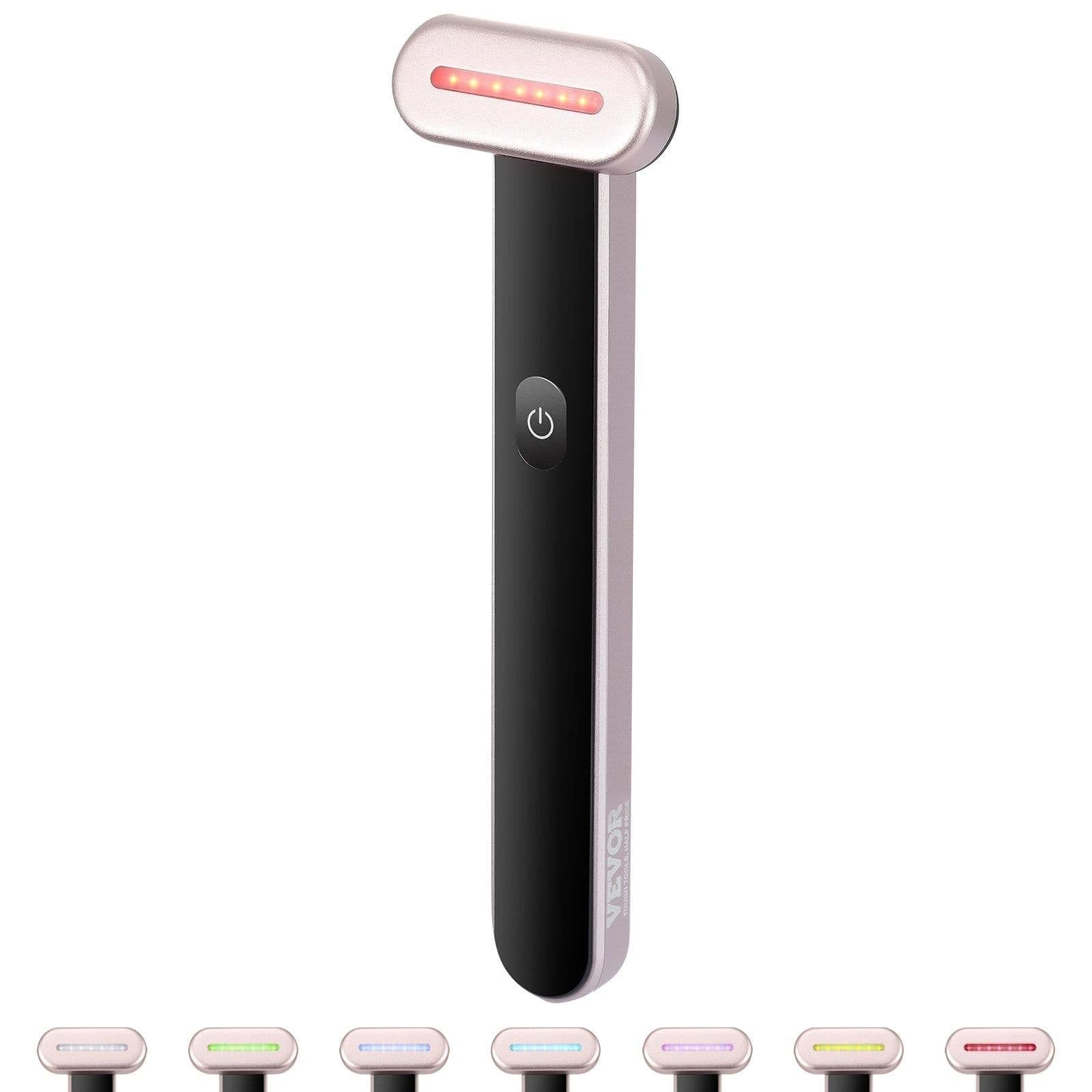 image-VEVOR Red Light Therapy Wand for Face, 7-Color LED Facial Wand Red Light Therapy Device with Heatig Therapy| Microcurrent Vibrating Massage, Portable LED Beauty Wand for Face, Neck