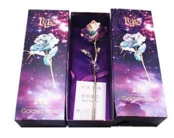 image-24K Luminous Color Gold Rose Flower Set