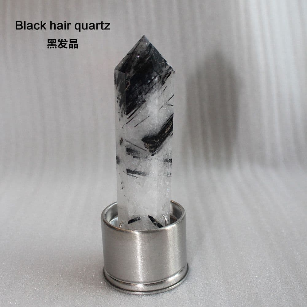image-Natural Crystal Column Stone Quartz of Various Materials Magic wand heals energy stone point water cup bottel Ornament replace
