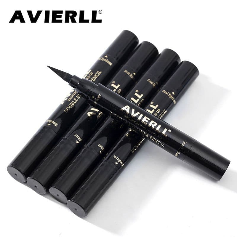 image-Wish cross-border makeup double head seal eyeliner pen triangle seal eyeliner 2 and 1 waterproof eyeliner pen new style