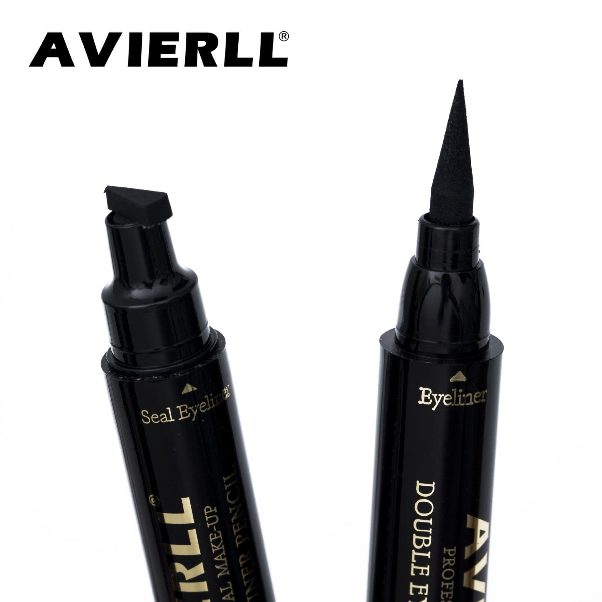 image-Wish cross-border makeup double head seal eyeliner pen triangle seal eyeliner 2 and 1 waterproof eyeliner pen new style