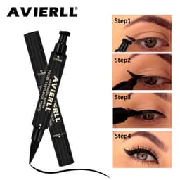 image-Wish cross-border makeup double head seal eyeliner pen triangle seal eyeliner 2 and 1 waterproof eyeliner pen new style