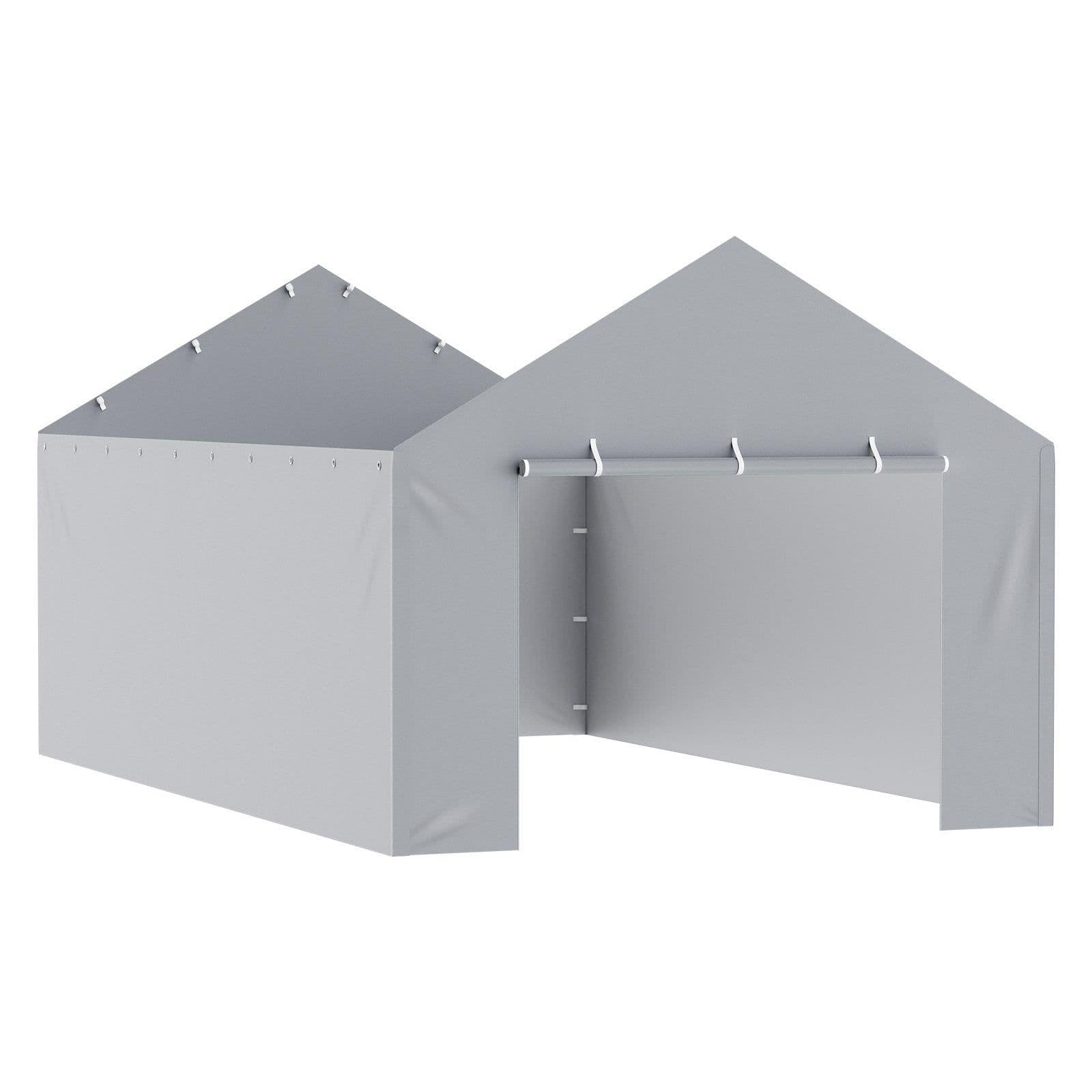 image-VEVOR Carport Replacement Canopy Cover Side Wall 12 x 20 ft, Garage Tent Shelter Tarp Heavy-Duty Waterproof & UV Protected, Easy Installation with Ball Bungees,Grey (Top and Frame Not Included)