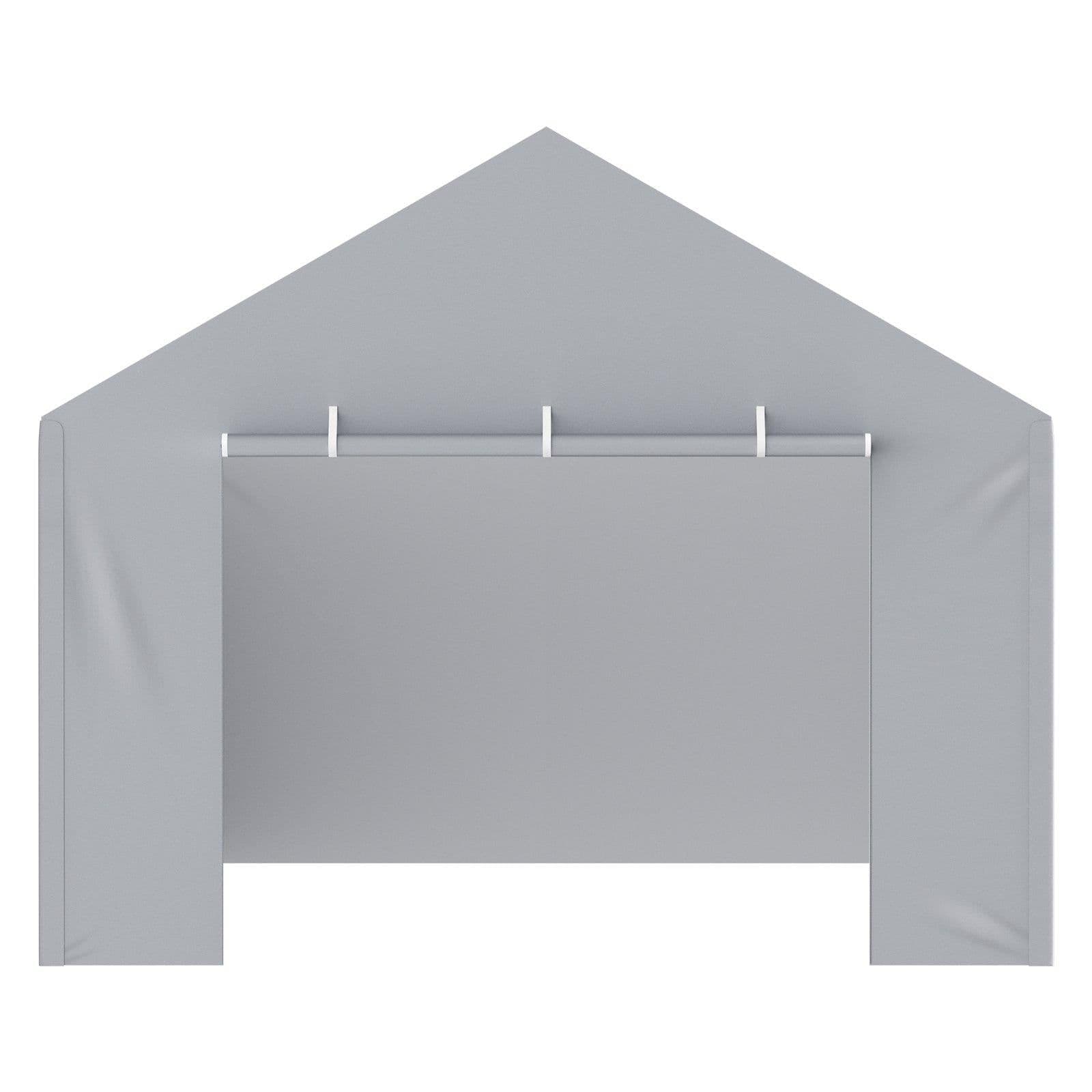 image-VEVOR Carport Replacement Canopy Cover Side Wall 12 x 20 ft, Garage Tent Shelter Tarp Heavy-Duty Waterproof & UV Protected, Easy Installation with Ball Bungees,Grey (Top and Frame Not Included)