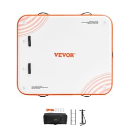 image-VEVOR Inflatable Floating Dock, 6 x 5FT Inflatable Dock Platform, Non-Slip Water Floating Dock Mat with Portable Carrying Bag & Detachable Ladder, Floating Platform Island Raft for Pool Beach Ocean