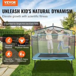 image-VEVOR 6FT Trampoline for Kids, 72" Indoor/Outdoor Toddlers Trampoline, Mini Baby Trampoline with Safety Enclosure Net, Gymnastics Bar, Hammock, Recreational Trampoline Birthday Gift for 3+ Years Kids