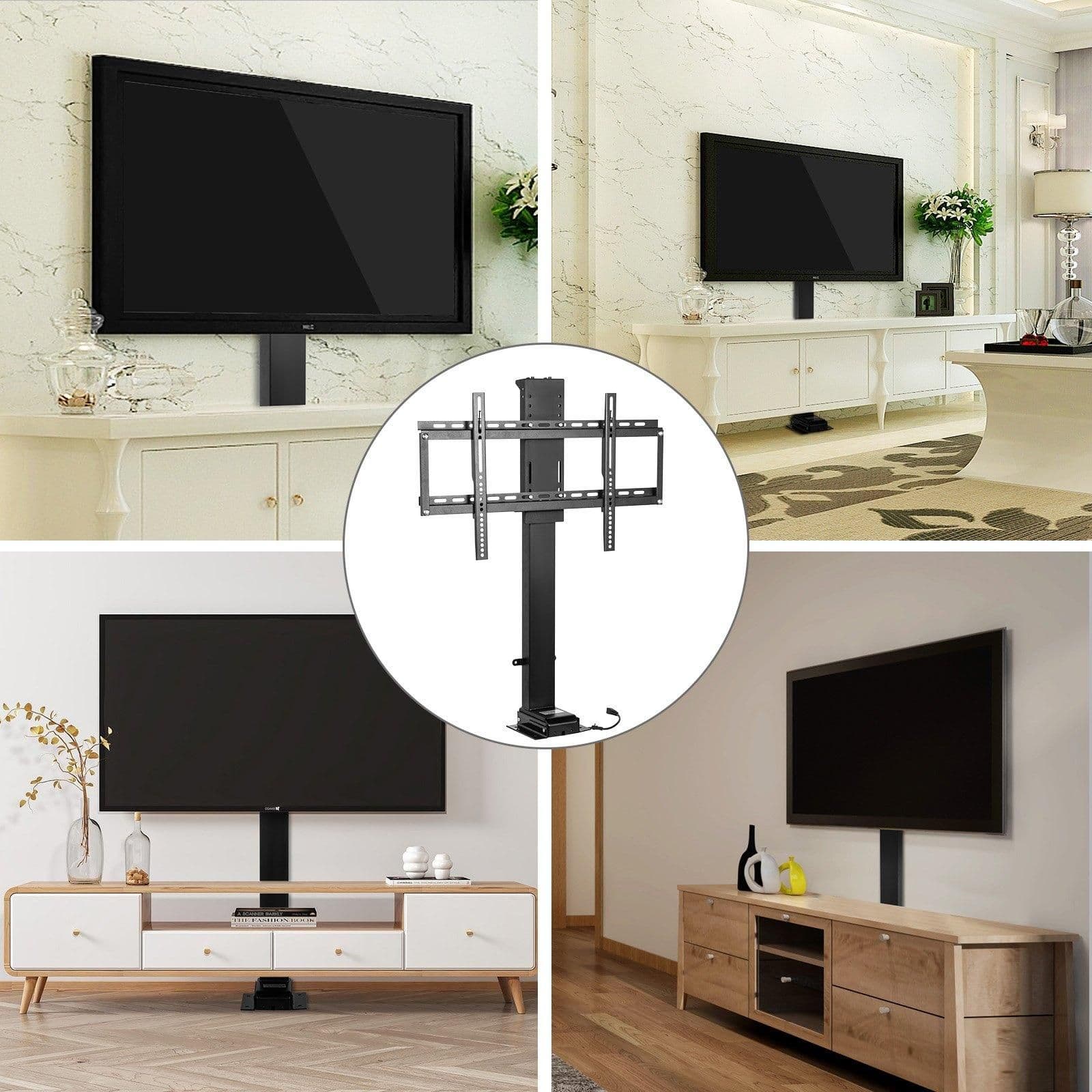 image-VEVOR Automated TV Elevator, 39.4" Stroke, Supports 32-70" TVs, Adjustable Height 28.74-68.11", Remote Controlled, Max Load 154 lbs