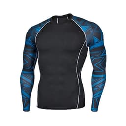 image-Digital printing tights stretch quick-drying breathable bottoming tops fall/winter cycling football basketball sports fitness clothes