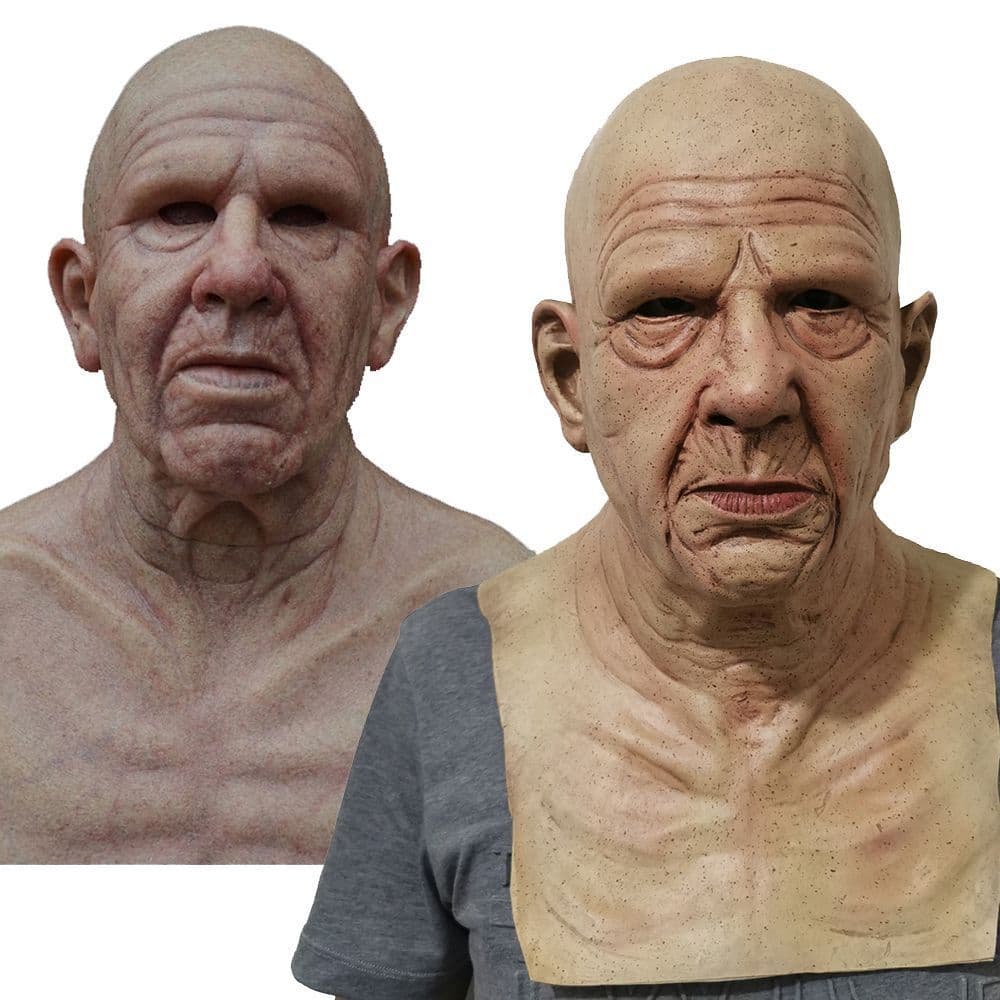 image-Old man mask white hair white beard headgear halloween