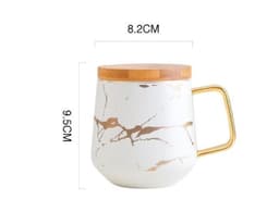 image-Ceramic Coffee Cup Mark Cup Marbled Household Water Cup Breakfast Cup With Lid Spoon