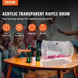 image-VEVOR Acrylic Raffle Drum,Professional Raffle Ticket Spinning Cage with 2 Keys, Transparent Lottery Spinning Drawing, Holds 10000 Tickets or 300 Raffle Balls, Raffle Ticket Box for Lottery Games Bing
