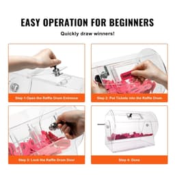 image-VEVOR Acrylic Raffle Drum,Professional Raffle Ticket Spinning Cage with 2 Keys, Transparent Lottery Spinning Drawing, Holds 10000 Tickets or 300 Raffle Balls, Raffle Ticket Box for Lottery Games Bing