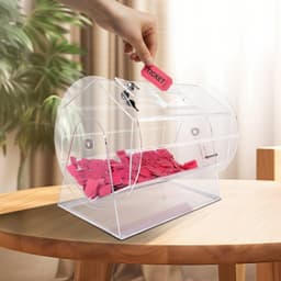 image-VEVOR Acrylic Raffle Drum,Professional Raffle Ticket Spinning Cage with 2 Keys, Transparent Lottery Spinning Drawing, Holds 10000 Tickets or 300 Raffle Balls, Raffle Ticket Box for Lottery Games Bing