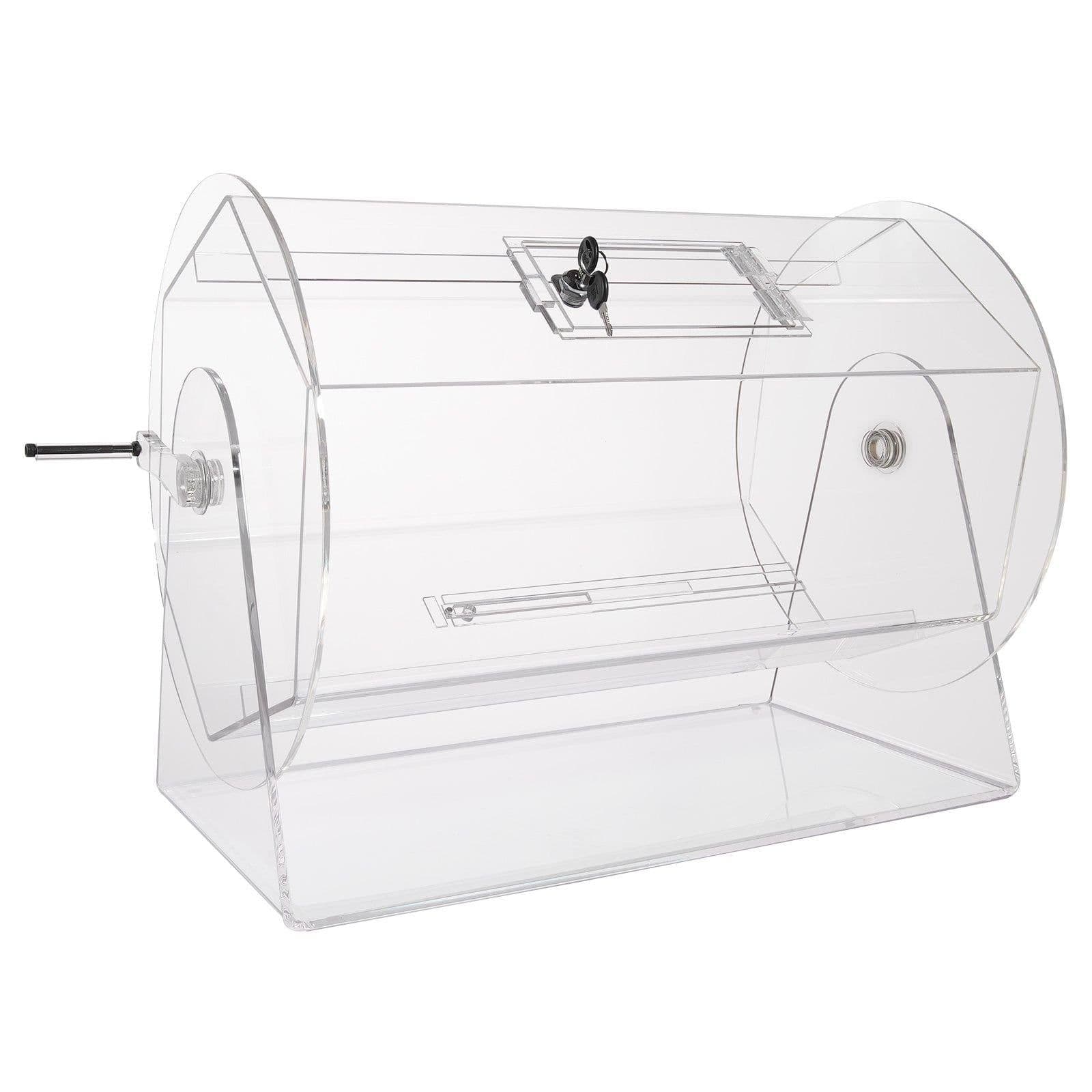 image-VEVOR Acrylic Raffle Drum,Professional Raffle Ticket Spinning Cage with 2 Keys, Transparent Lottery Spinning Drawing, Holds 10000 Tickets or 300 Raffle Balls, Raffle Ticket Box for Lottery Games Bing