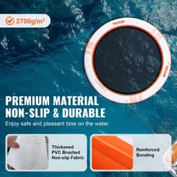 image-VEVOR Inflatable Floating Dock, ø8FT Inflatable Dock Platform with ø5FT Trampoline Mesh Pool, Non-Slip Floating Platform Water Mat with Portable Bag & Detachable Ladder for Pool Beach Relaxation