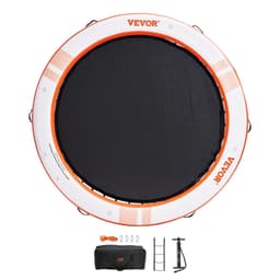 image-VEVOR Inflatable Floating Dock, ø8FT Inflatable Dock Platform with ø5FT Trampoline Mesh Pool, Non-Slip Floating Platform Water Mat with Portable Bag & Detachable Ladder for Pool Beach Relaxation