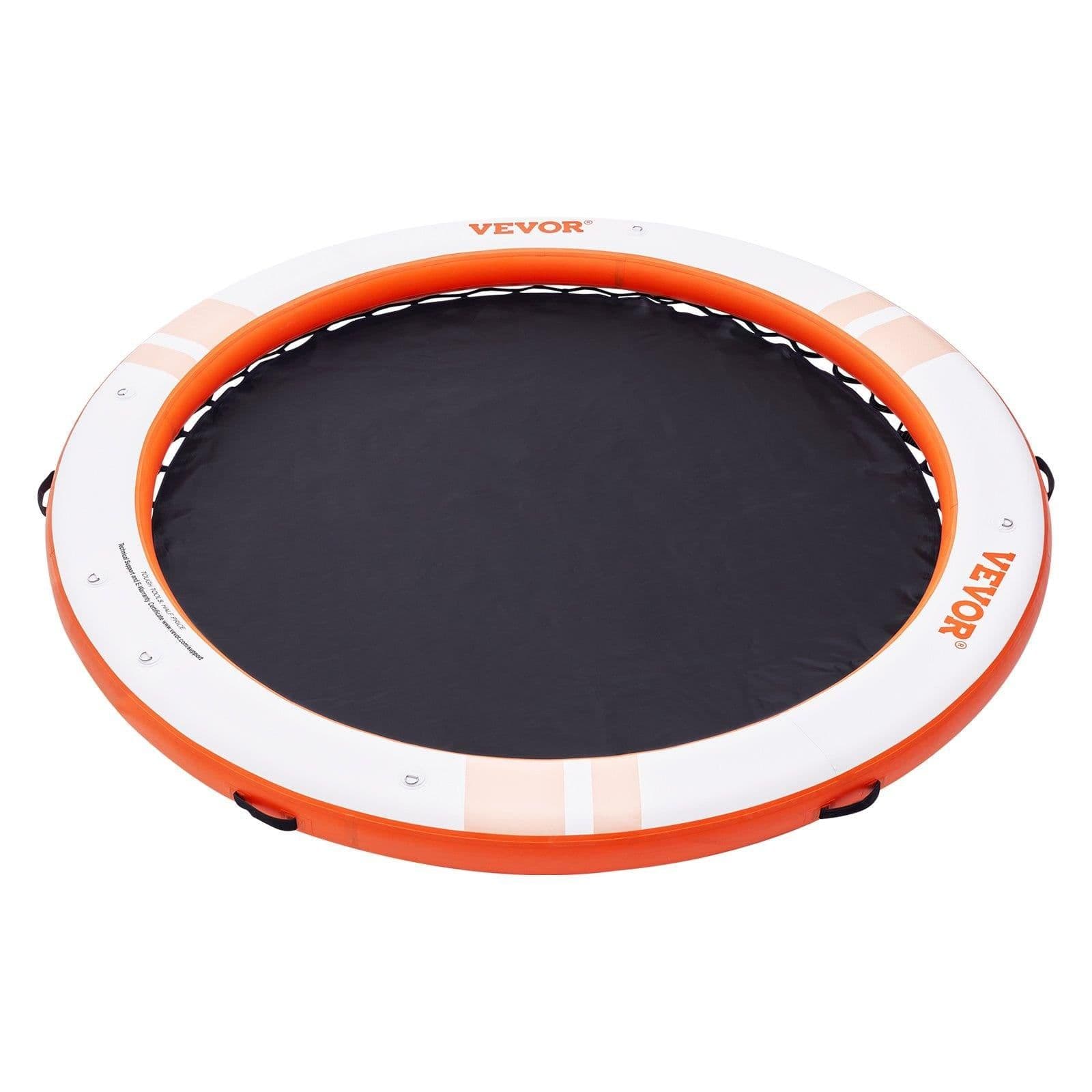 image-VEVOR Inflatable Floating Dock, ø8FT Inflatable Dock Platform with ø5FT Trampoline Mesh Pool, Non-Slip Floating Platform Water Mat with Portable Bag & Detachable Ladder for Pool Beach Relaxation