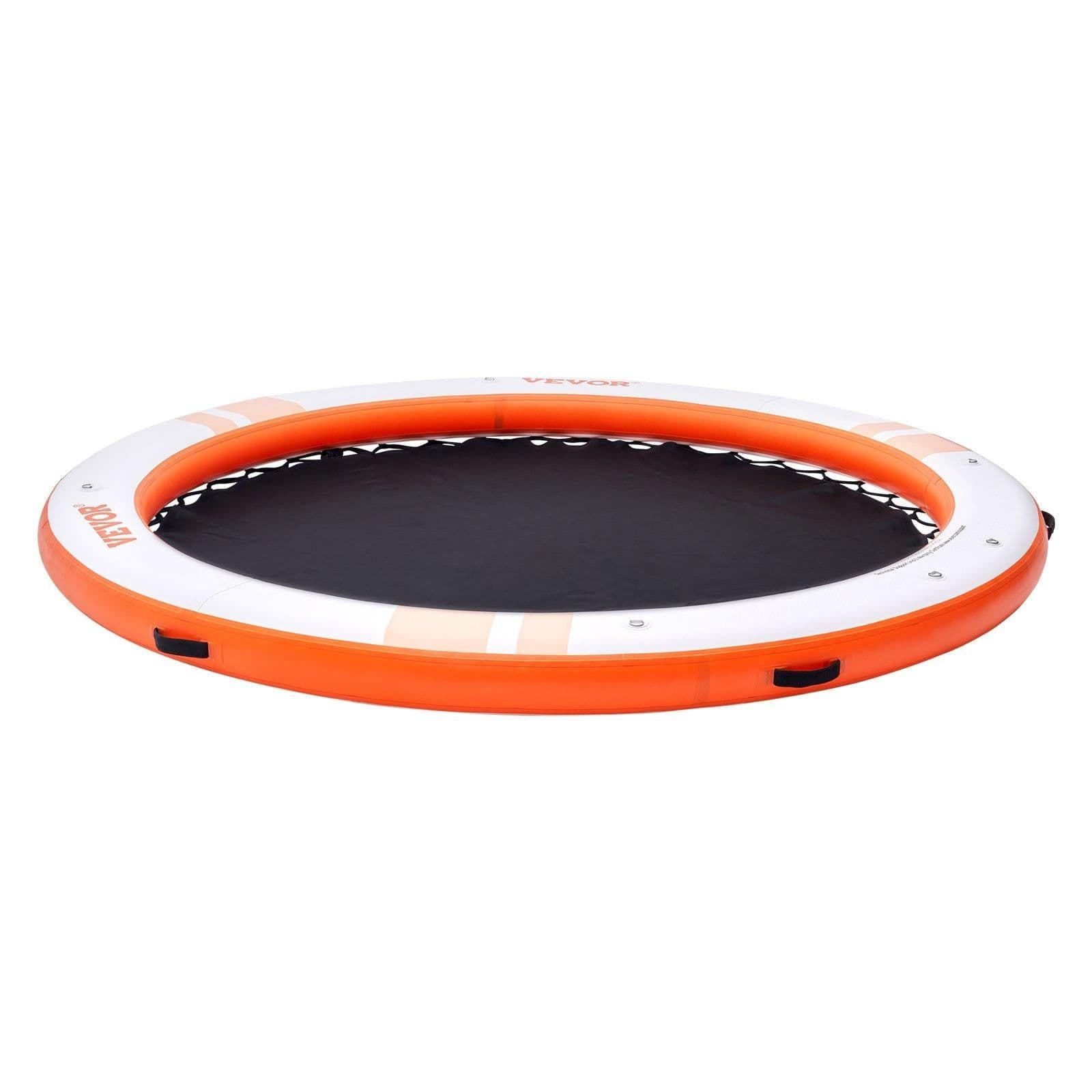 image-VEVOR Inflatable Floating Dock, ø8FT Inflatable Dock Platform with ø5FT Trampoline Mesh Pool, Non-Slip Floating Platform Water Mat with Portable Bag & Detachable Ladder for Pool Beach Relaxation
