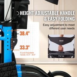 image-VEVOR 2 in 1 Rollator Walker & Transport Chair for Seniors, Folding Rolling Walker Wheelchair Combo & Footrests, Lightweight Aluminum Mobility Walker with Adjustable Handle, All Terrain Wheels, 300LBS