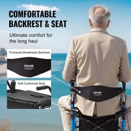 image-VEVOR 2 in 1 Rollator Walker & Transport Chair for Seniors, Folding Rolling Walker Wheelchair Combo & Footrests, Lightweight Aluminum Mobility Walker with Adjustable Handle, All Terrain Wheels, 300LBS